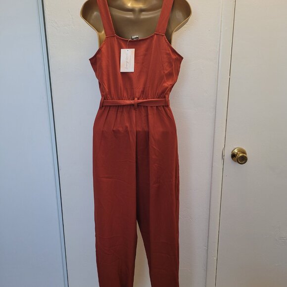 Rust Color | Sleeveless Jumper Romper Jumpsuit | Size Small - Picture 3 of 7